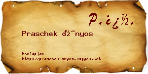 Praschek Ányos névjegykártya